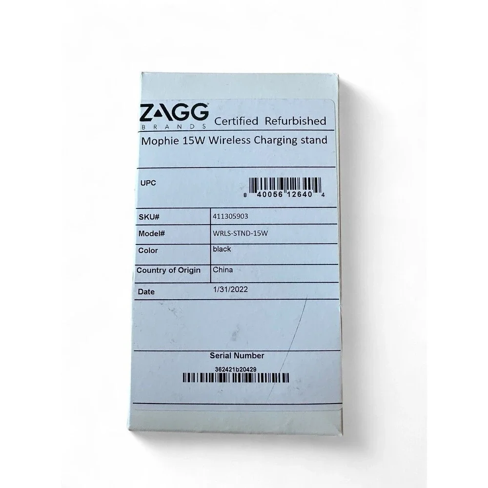 Zagg Mophie 15W Qi Fast Wireless Charging Stand Adapter Black